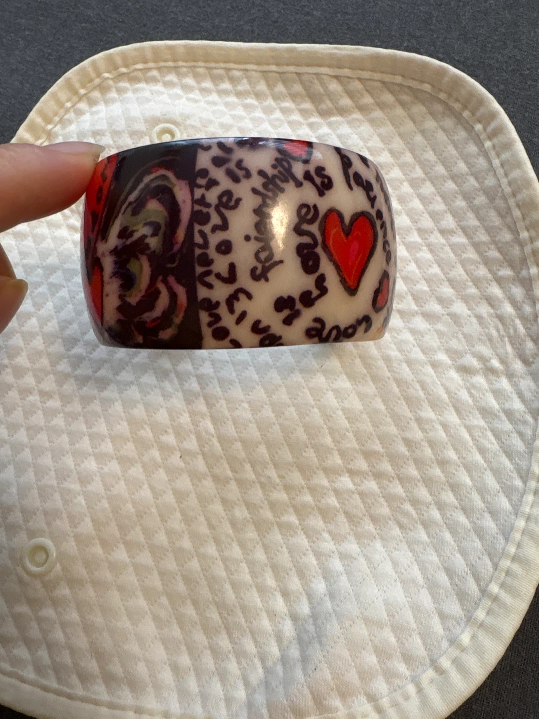 Resin Bangle Bracelet with Hearts