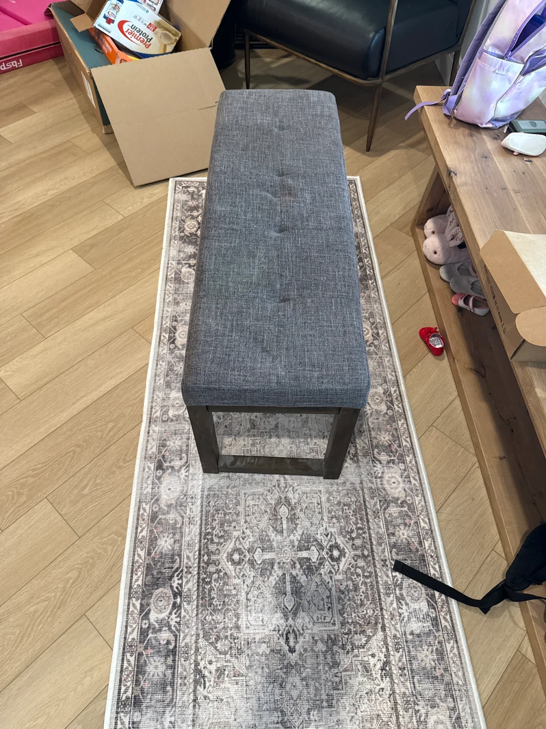 Upholstered Grey Bench - photo 2