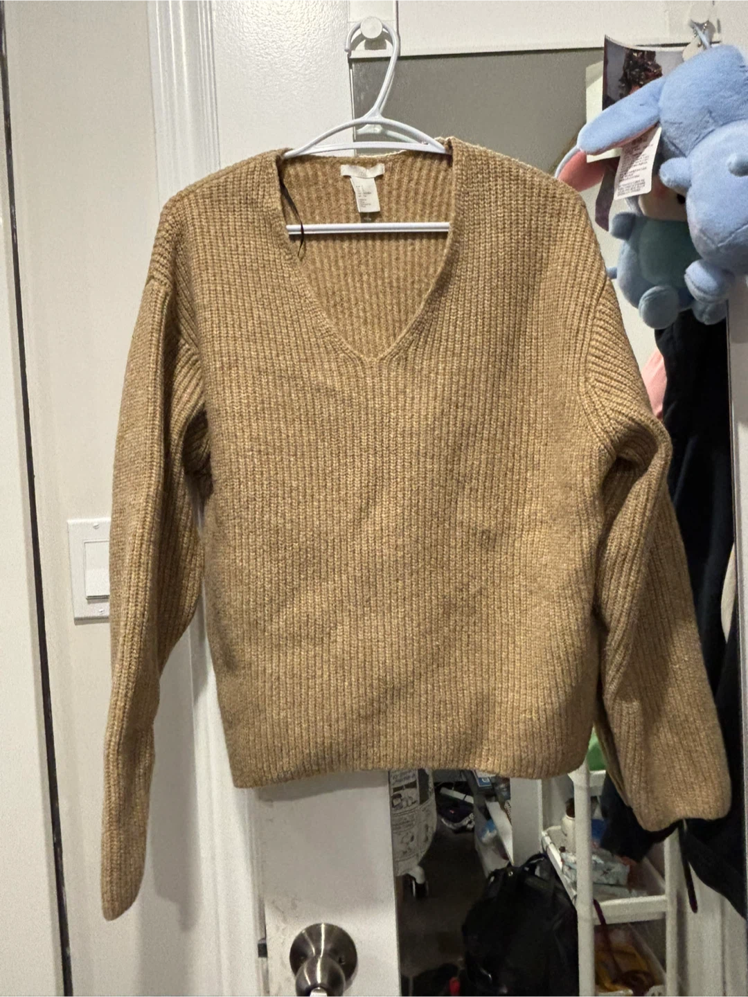 H&M Beige Knit V-Neck Sweater