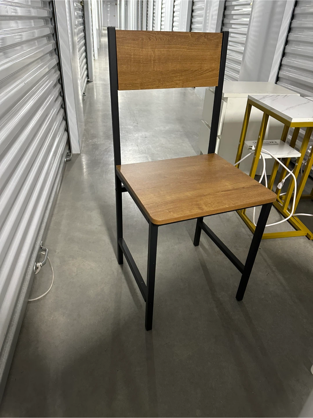 Wood & Black Metal Table + Chair - photo 2