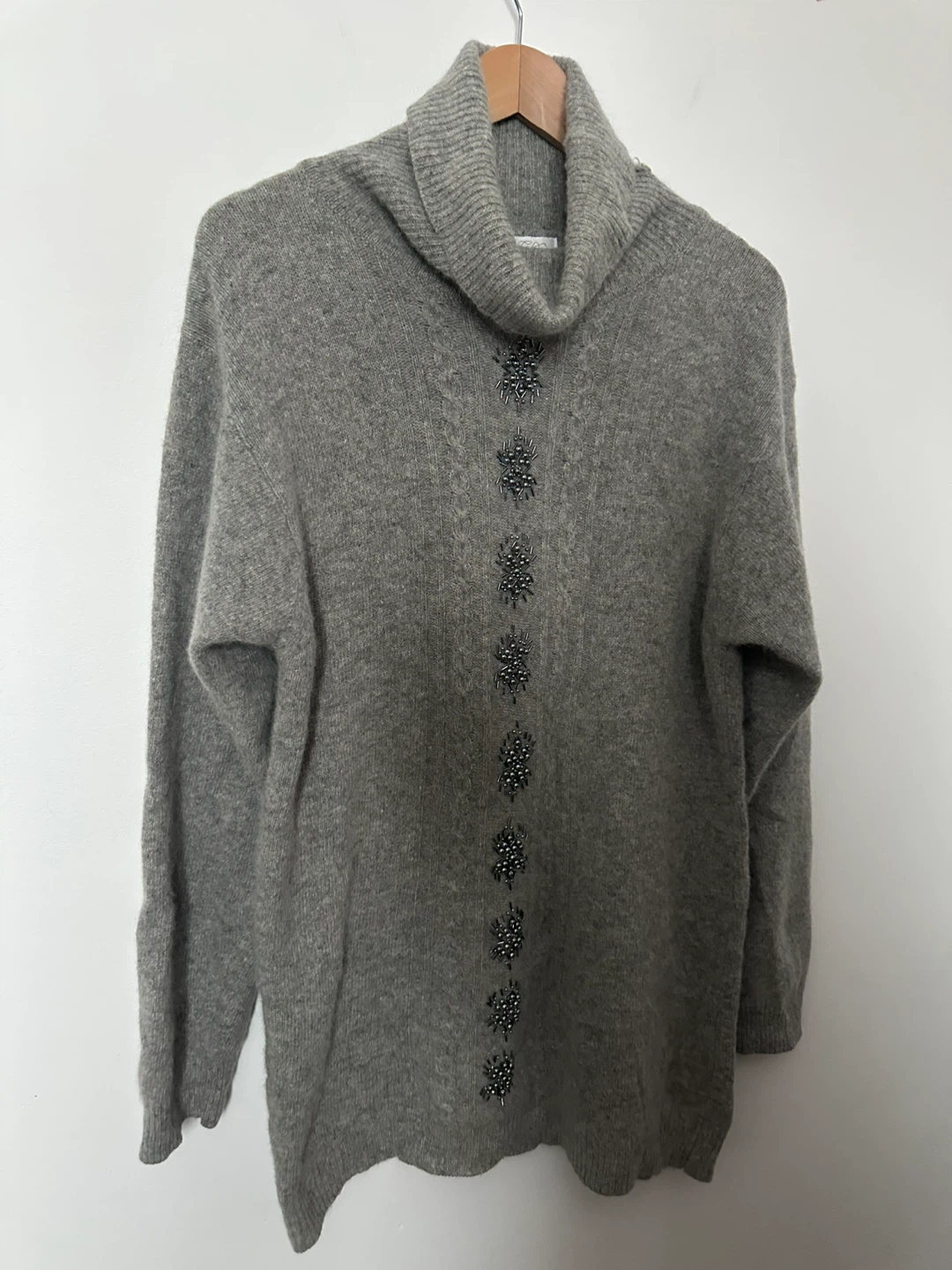 Vintage Eatons Grey Turtleneck Sweater Wool Rabbit Fur Warm - photo 5