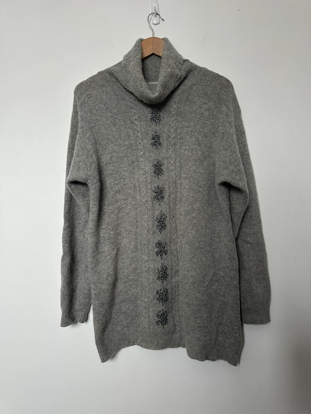 Vintage Eatons Grey Turtleneck Sweater Wool Rabbit Fur Warm - photo 2