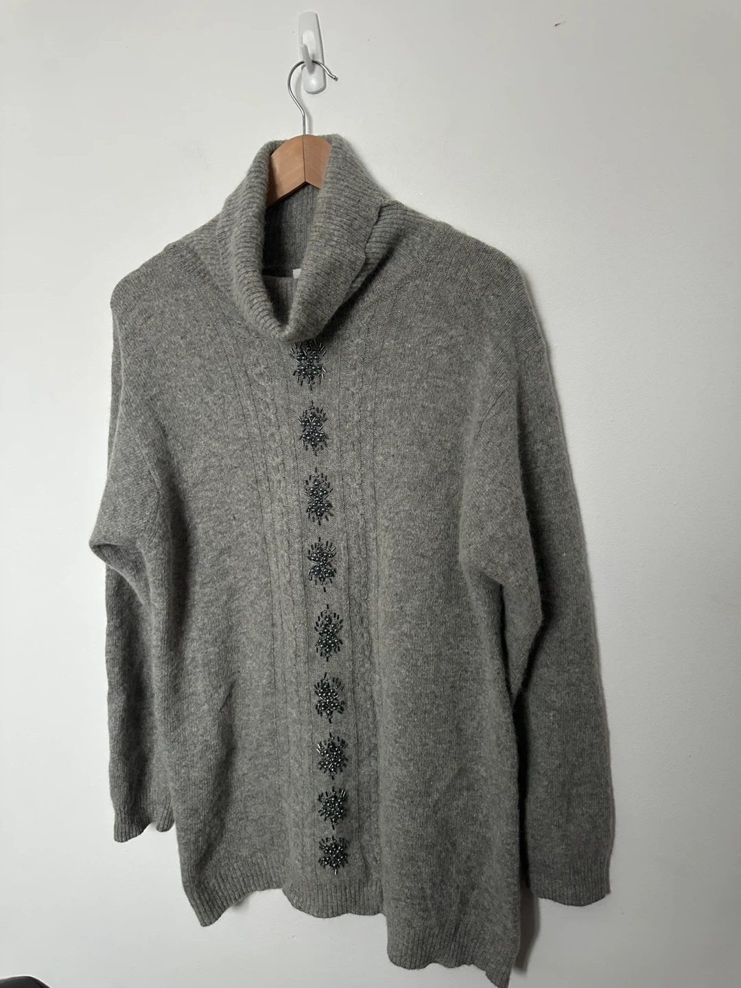Vintage Eatons Grey Turtleneck Sweater Wool Rabbit Fur Warm - photo 3