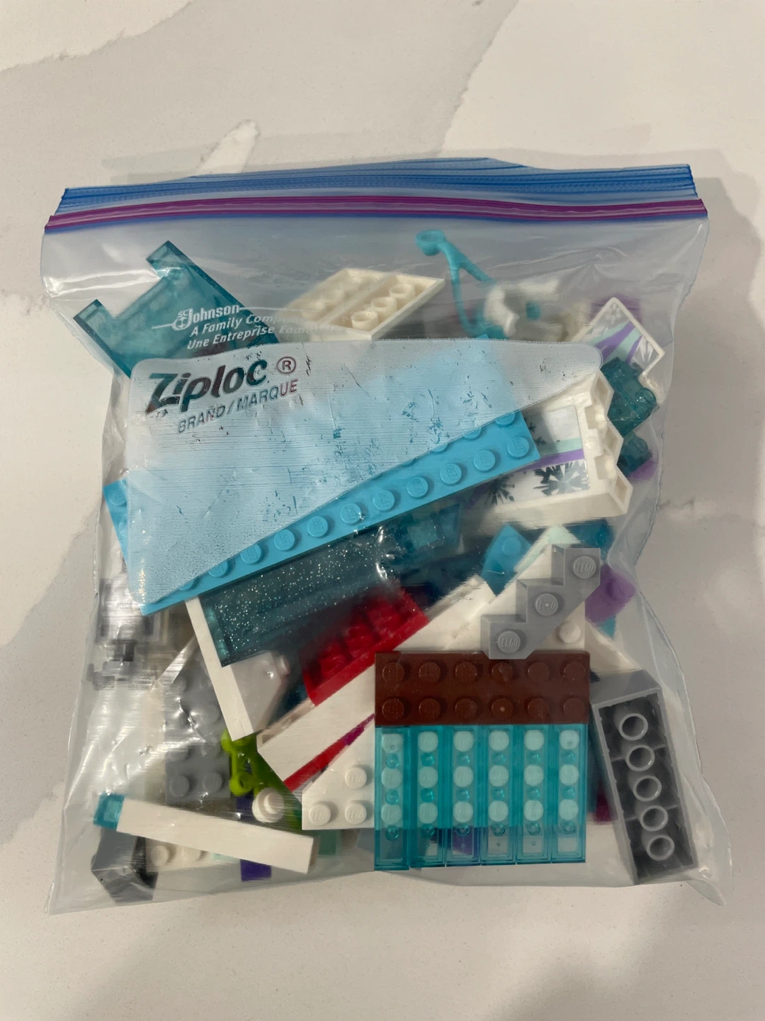 Lego Pieces in Ziploc Bag