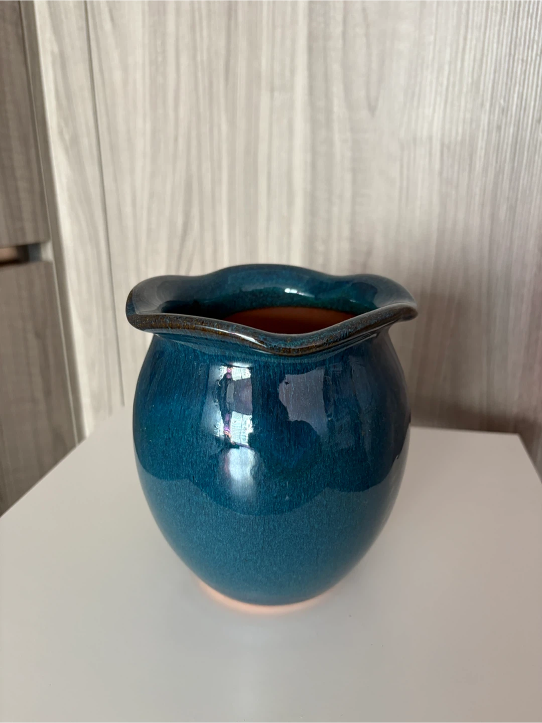 Blue Ceramic Plant Pot with drainage hole - 6 inch diameter