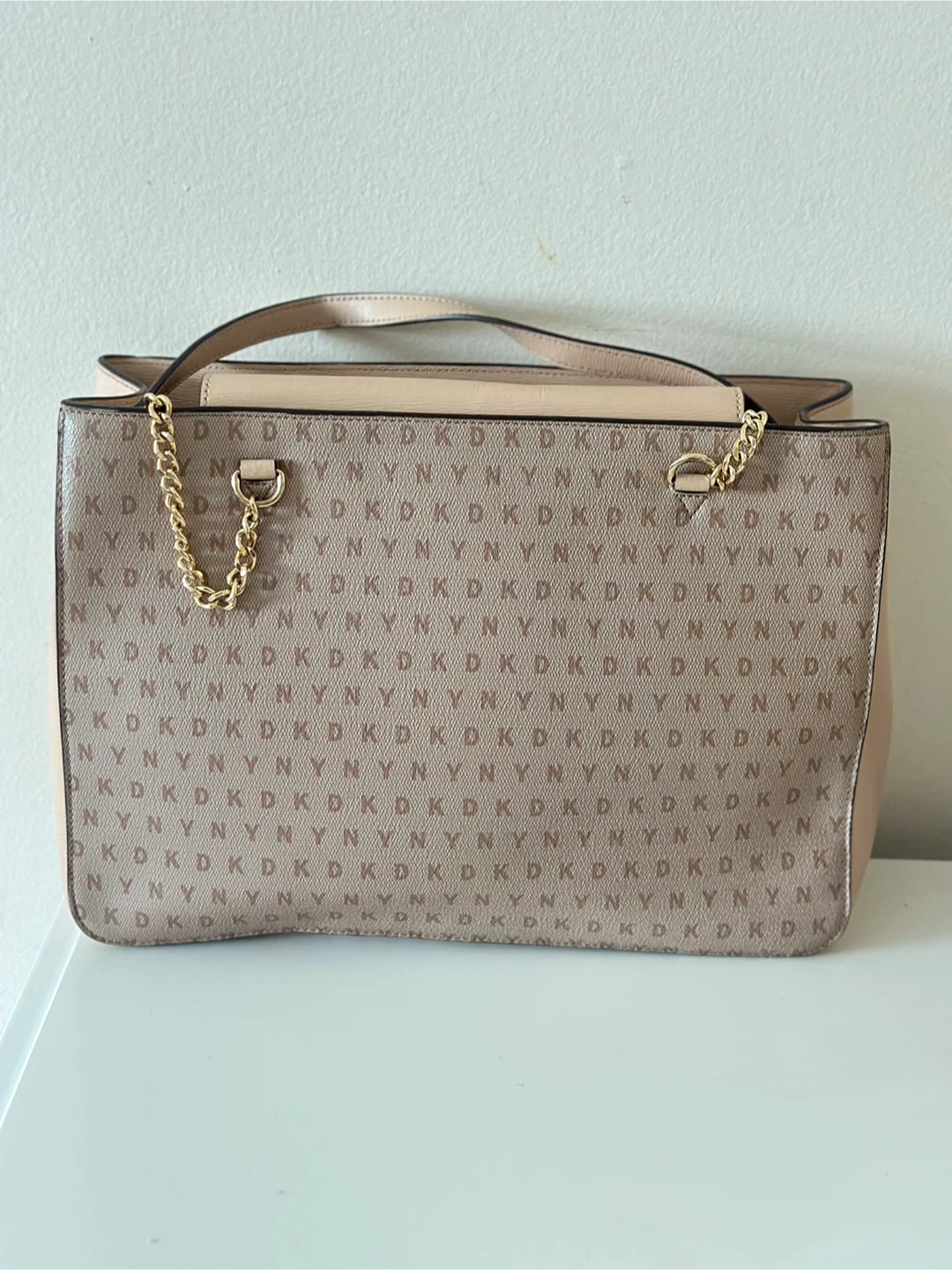 DKNY Beige Tote Bag with Chain Detail - photo 3