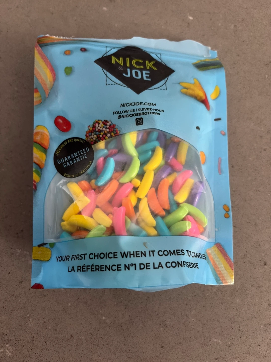 Opened Bag of Nick&Joe Banana Candies