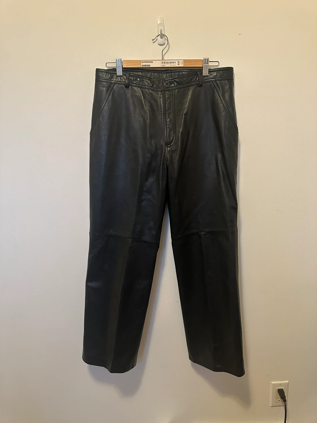 Vintage Danier Black Leather Pants Moto Bikercore Straight Leg - photo 2
