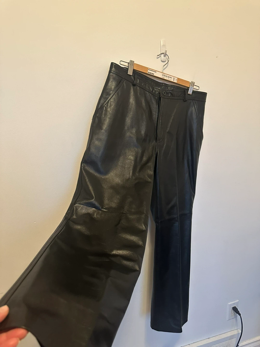 Vintage Danier Black Leather Pants Moto Bikercore Straight Leg - photo 5
