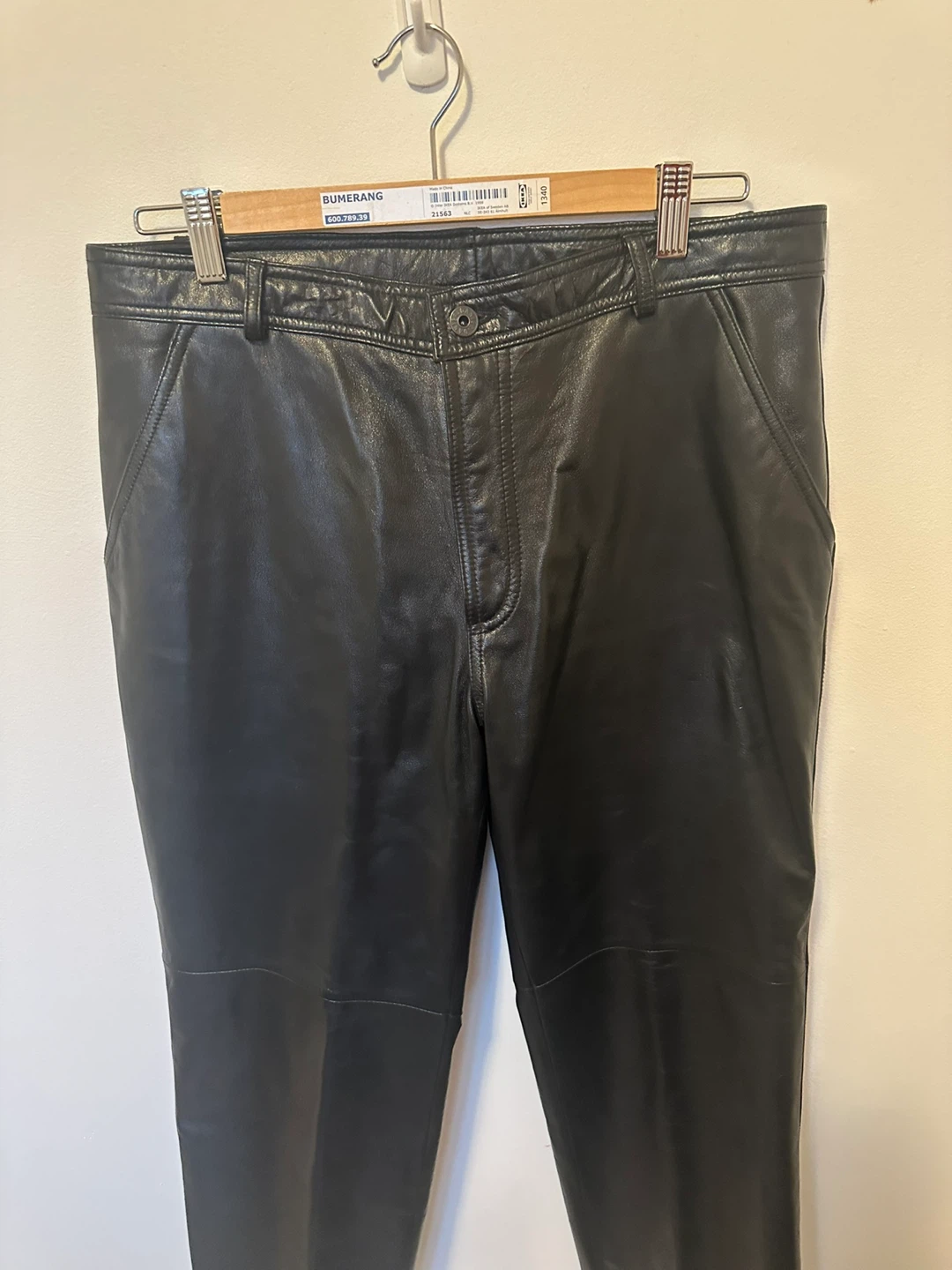 Vintage Danier Black Leather Pants Moto Bikercore Straight Leg - photo 3