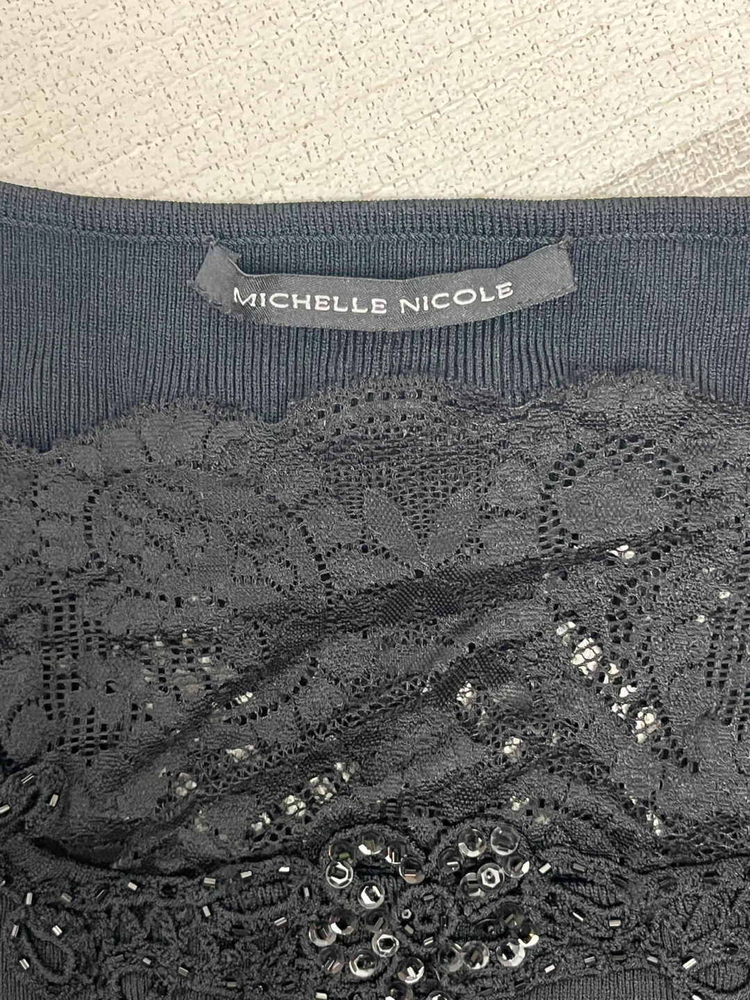Michelle Nicole Black Embellished Top Size S/M - photo 4