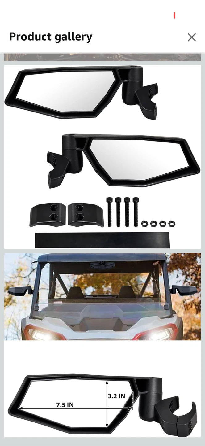 KEWISAUTO UTV Side Mirrors for Polaris RZR XP 4 1000 - photo 2