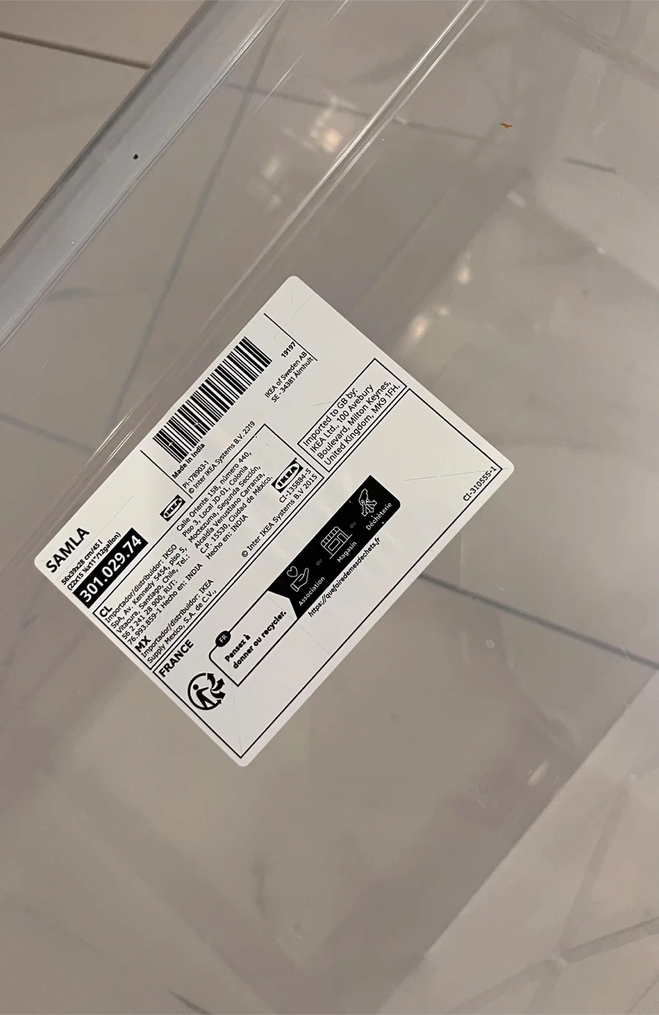 IKEA SAMLA Clear Storage Box and lid 45L - photo 2