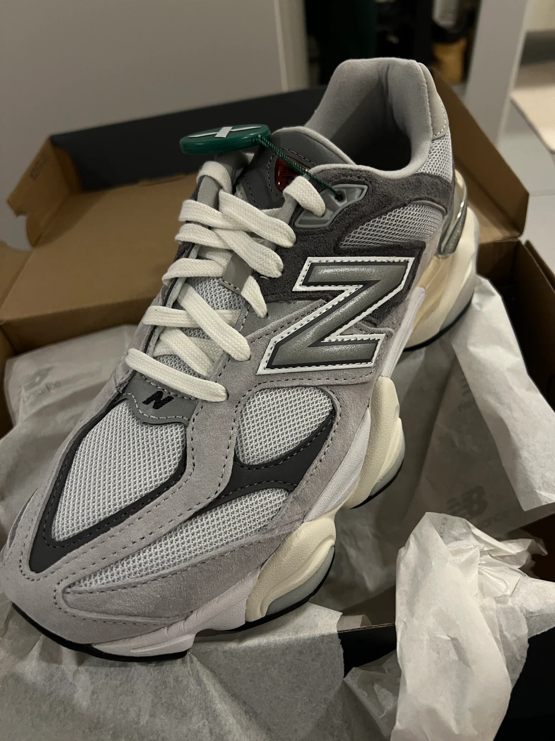 New Balance 9060 Grey Sneakers, With Box