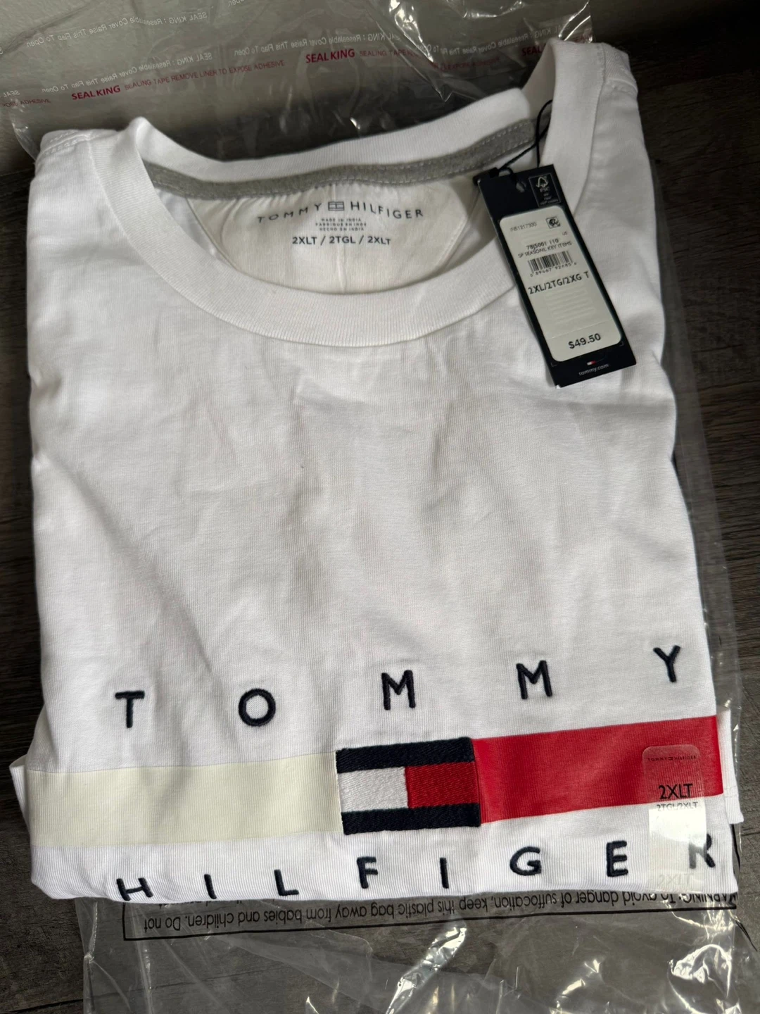 Tommy Hilfiger 2XLT White T-Shirt - New
