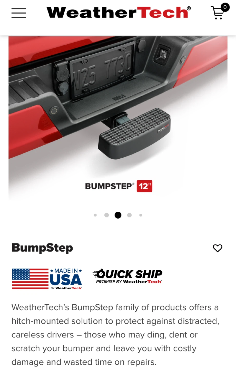WeatherTech BumpStep 12" Hitch Mounted Step