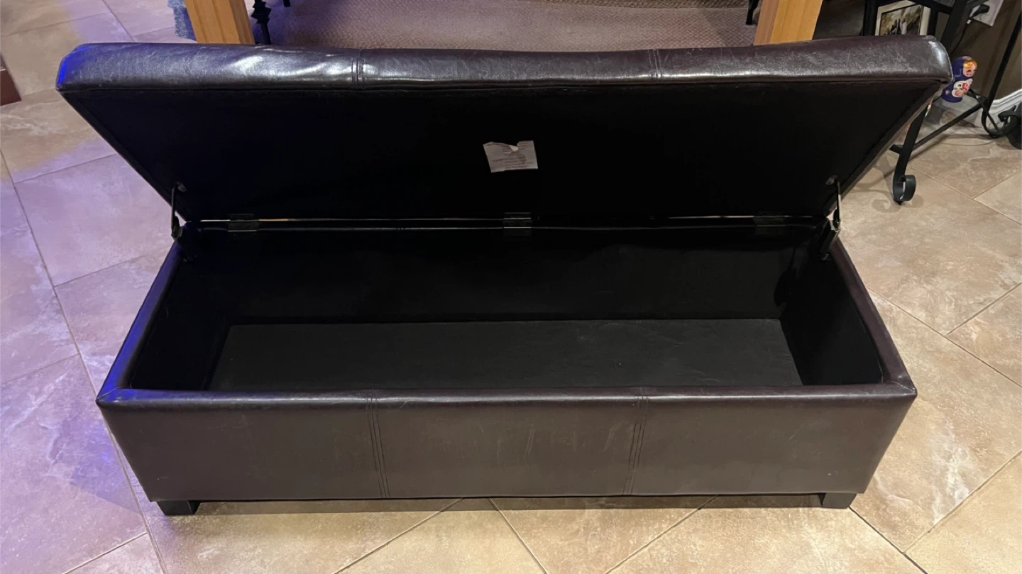 Storage Ottoman Bench - Brown Faux Leather - photo 3