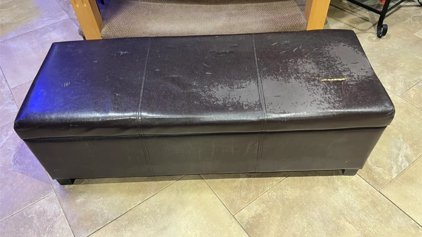 Storage Ottoman Bench - Brown Faux Leather