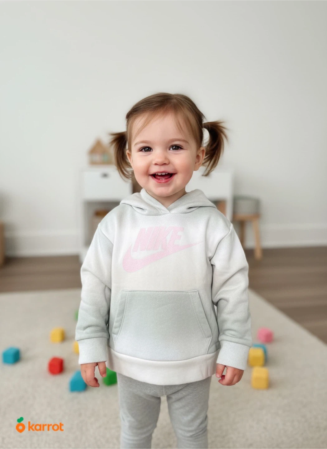 Nike Girls' Light Smoke Gray Hoodie - Size 3T