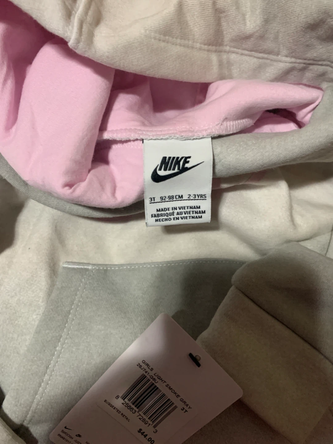 Nike Girls' Light Smoke Gray Hoodie - Size 3T - photo 4