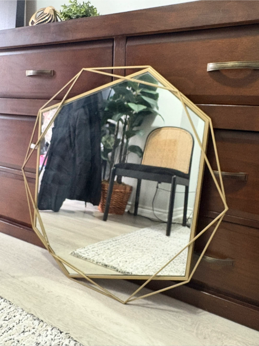 Brushed Gold Geometric Wall Mirror