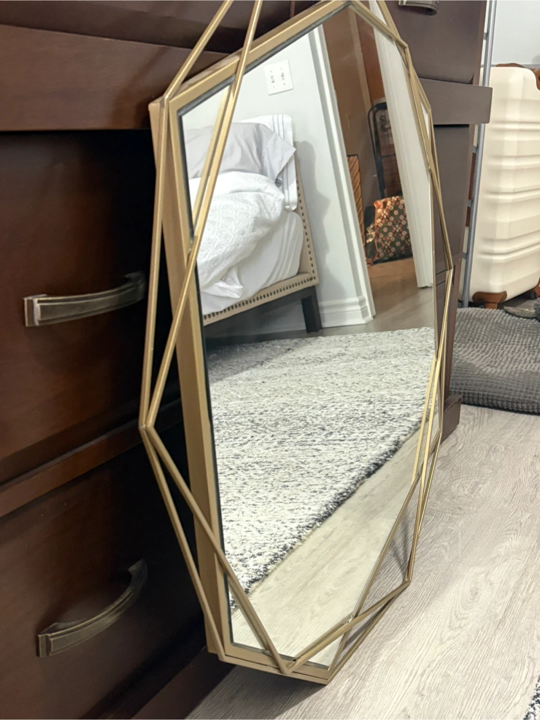 Brushed Gold Geometric Wall Mirror - photo 3