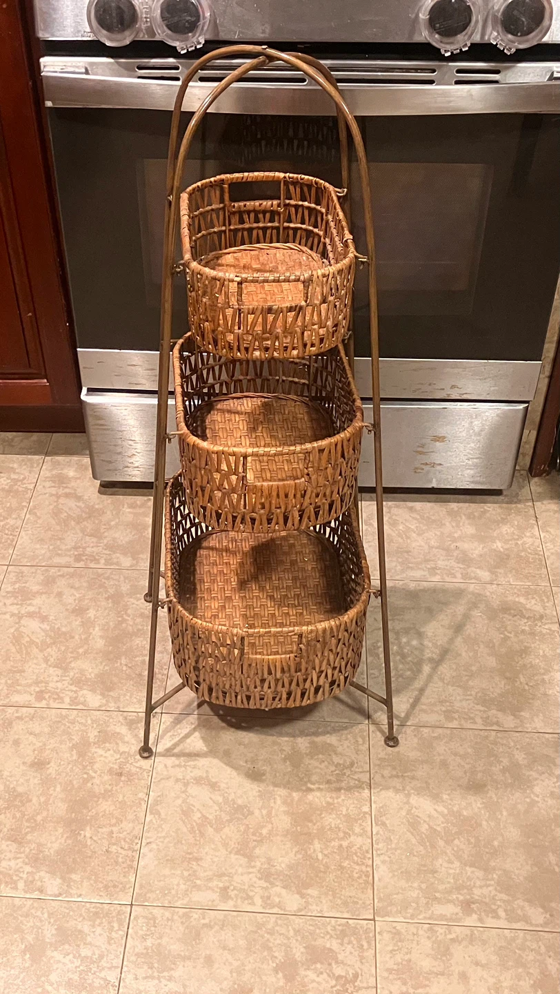 Wicker Basket Stand with 3 Tiered Baskets - photo 2