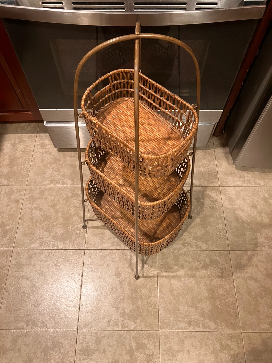 Wicker Basket Stand with 3 Tiered Baskets - photo 5