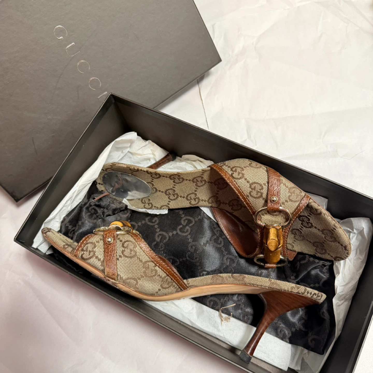 Gucci Monogram Canvas Heels (Size 9B)