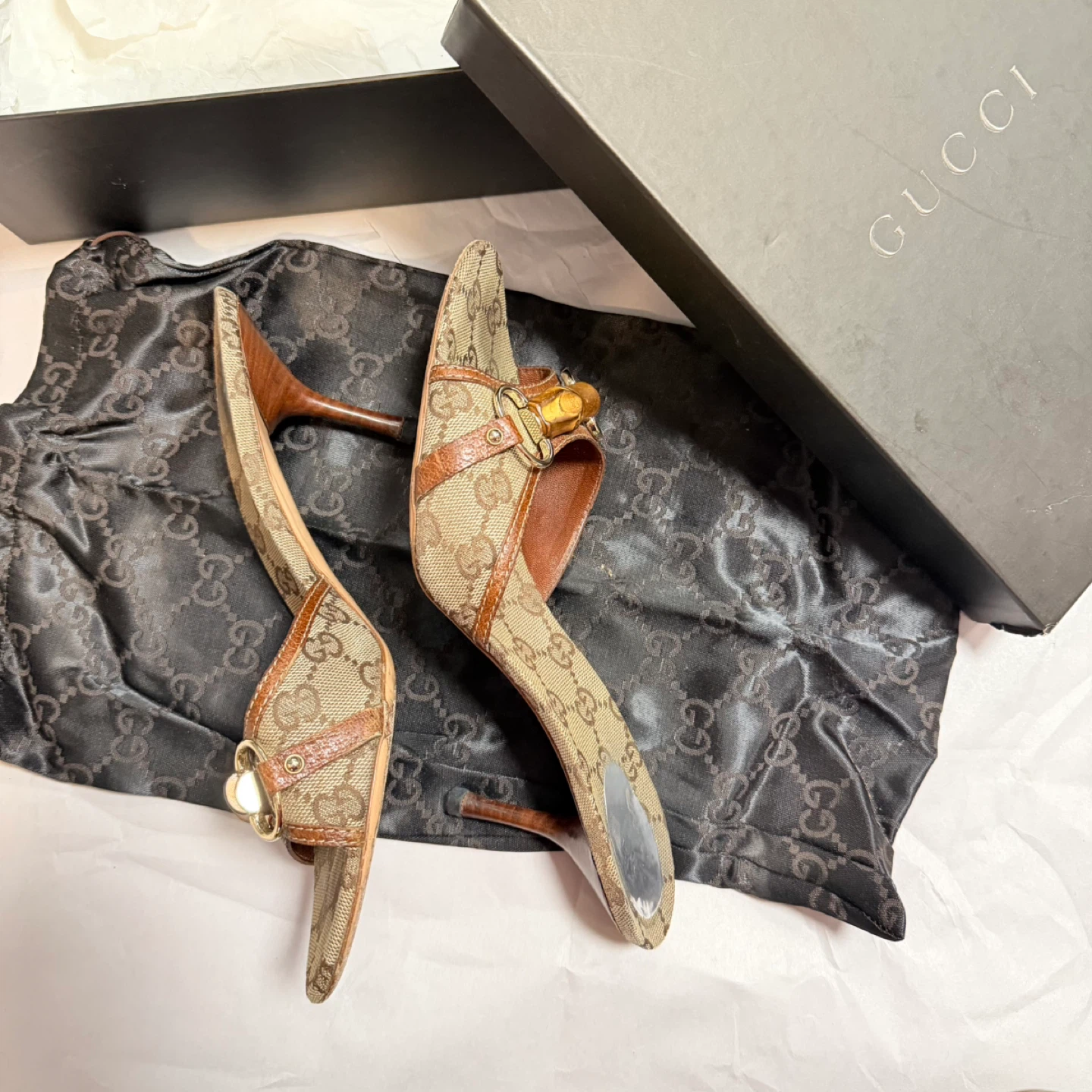 Gucci Monogram Canvas Heels (Size 9B) - photo 4
