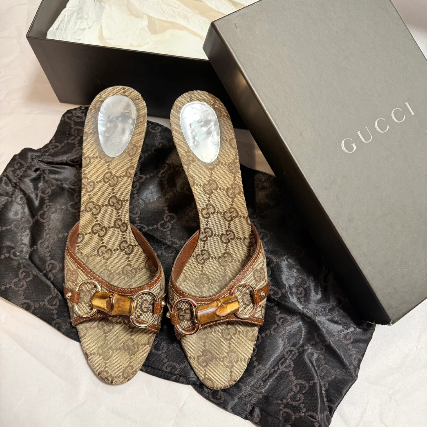 Gucci Monogram Canvas Heels (Size 9B) - photo 2