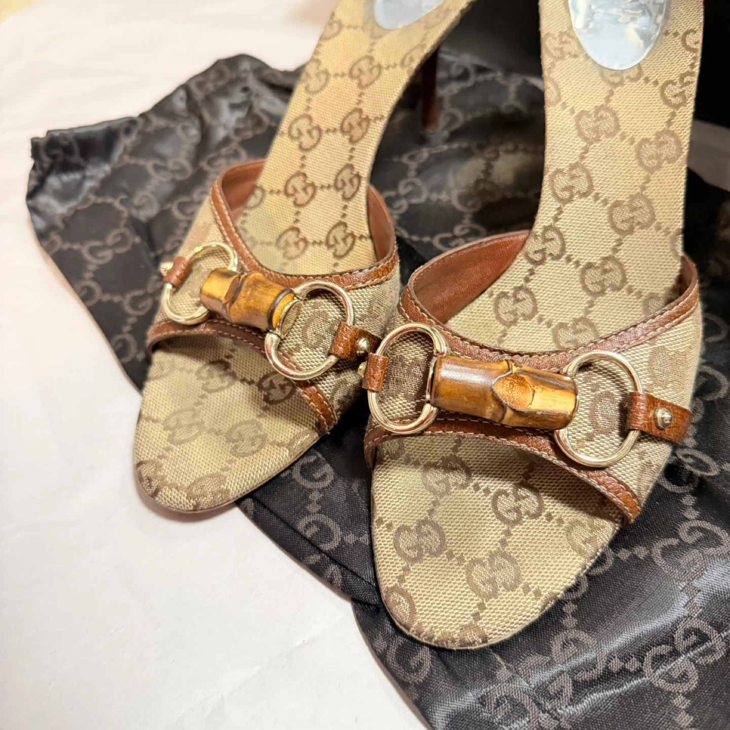 Gucci Monogram Canvas Heels (Size 9B) - photo 3