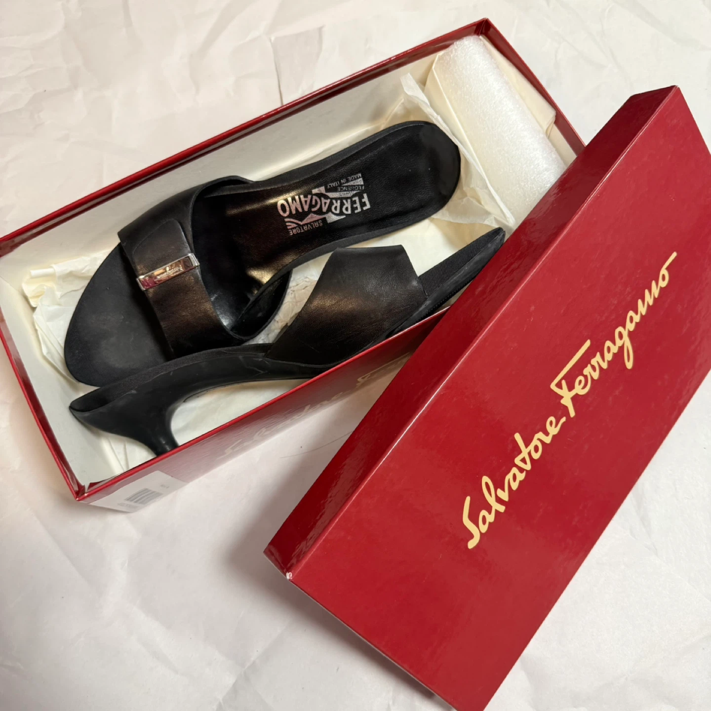 Salvatore Ferragamo Black Leather Heeled Sandals (Size 9) - photo 2