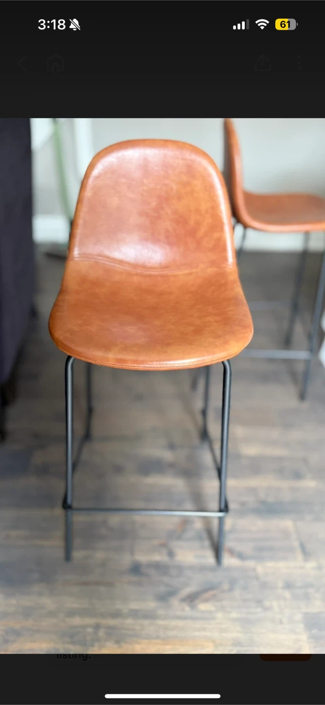 2 Brown Bar Stool with Black Legs