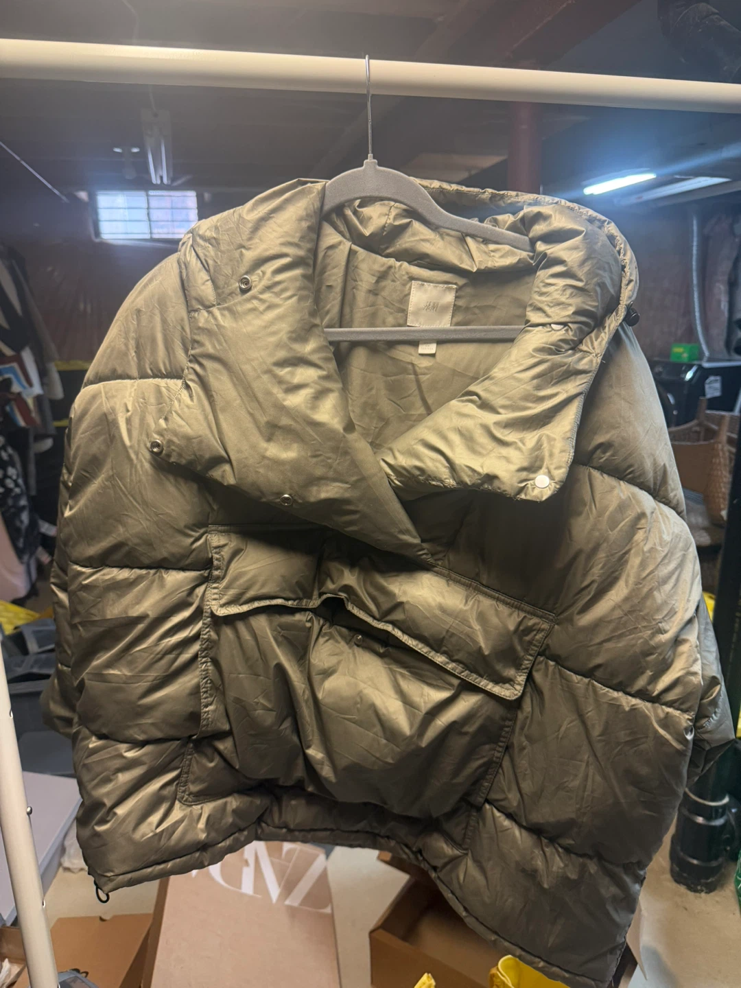 H&M Olive Green Puffer Jacket - Size M