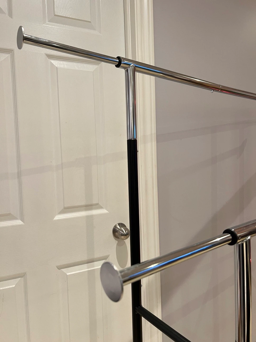 Adjustable Double Rail Rolling Clothes Rack - photo 4