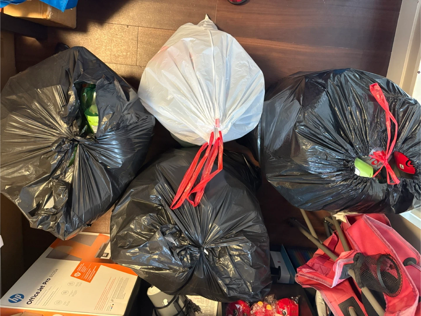 Bags of empty bottles