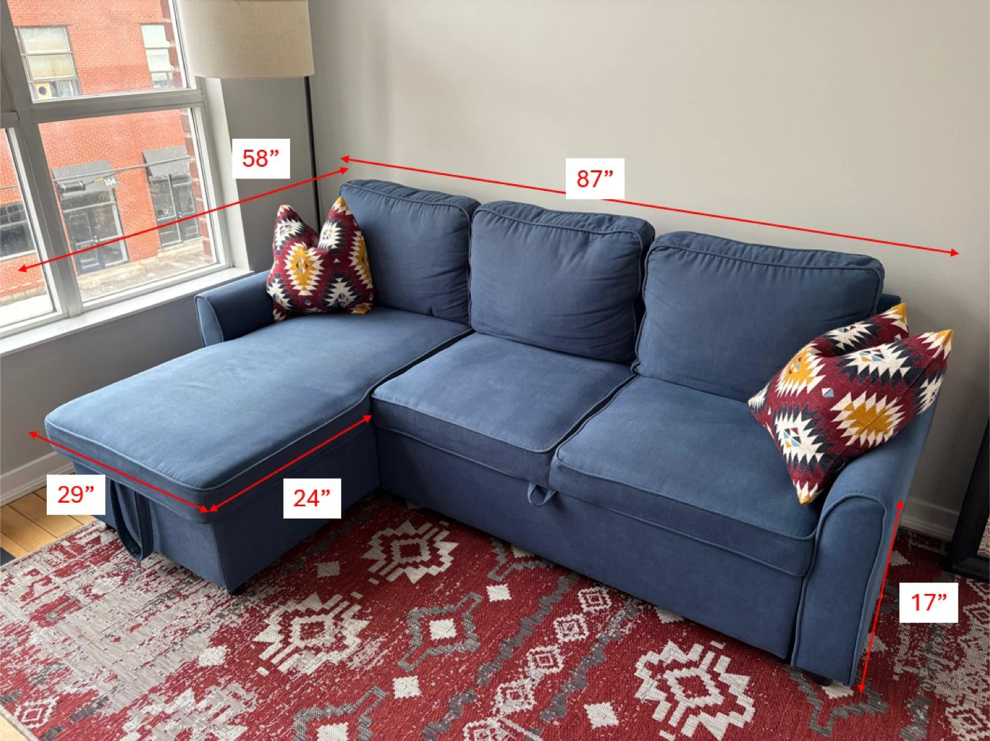 IKEA Blue Sleeper Sofa with Storage - photo 2
