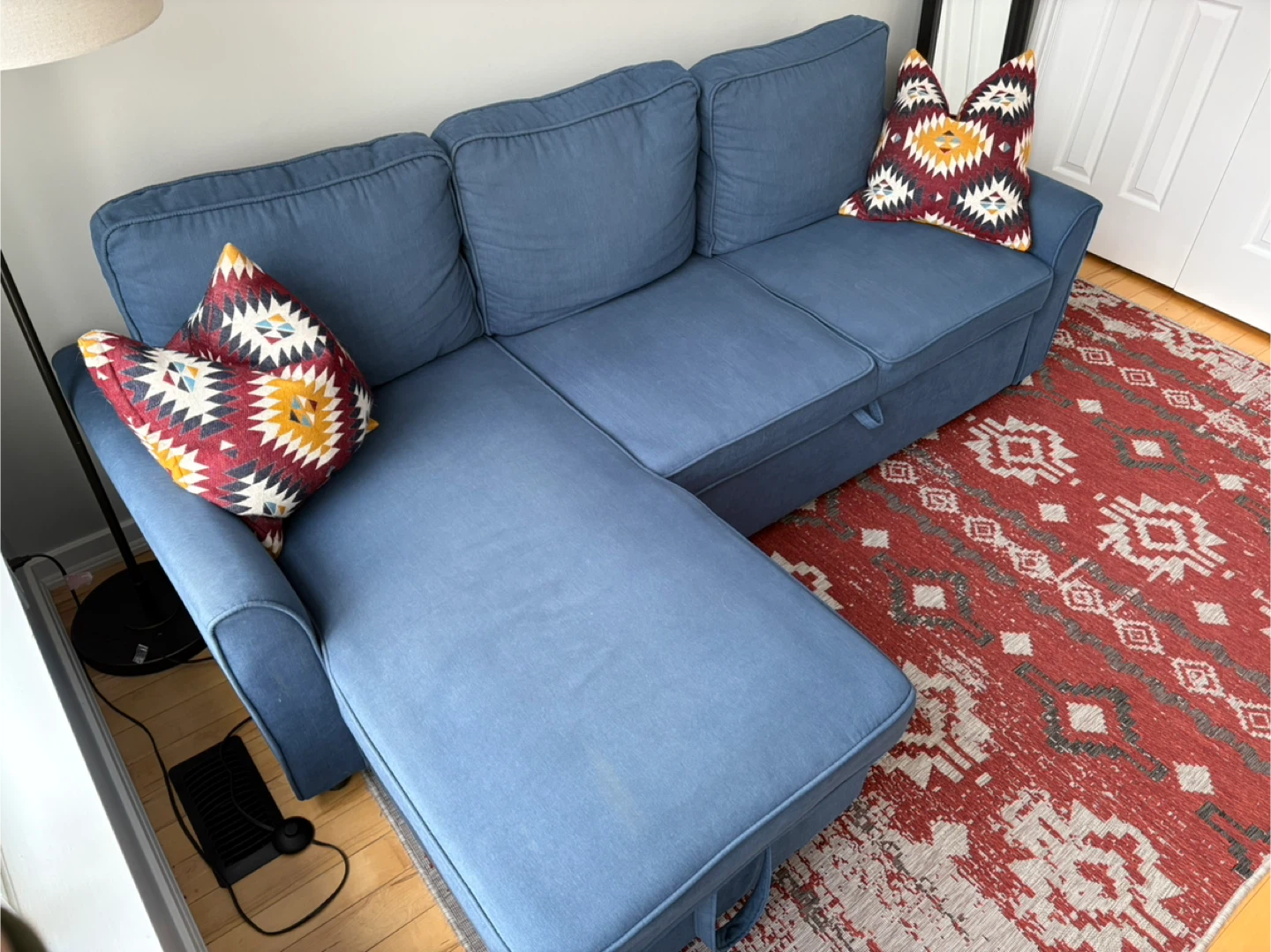 IKEA Blue Sleeper Sofa with Storage - photo 3