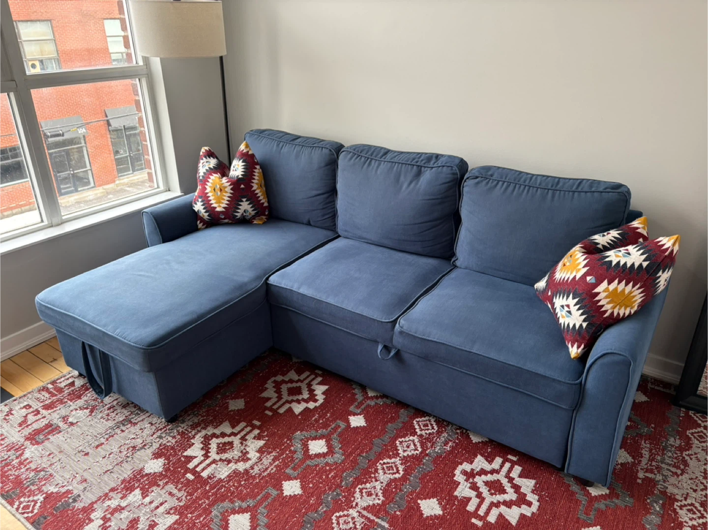 IKEA Blue Sleeper Sofa with Storage