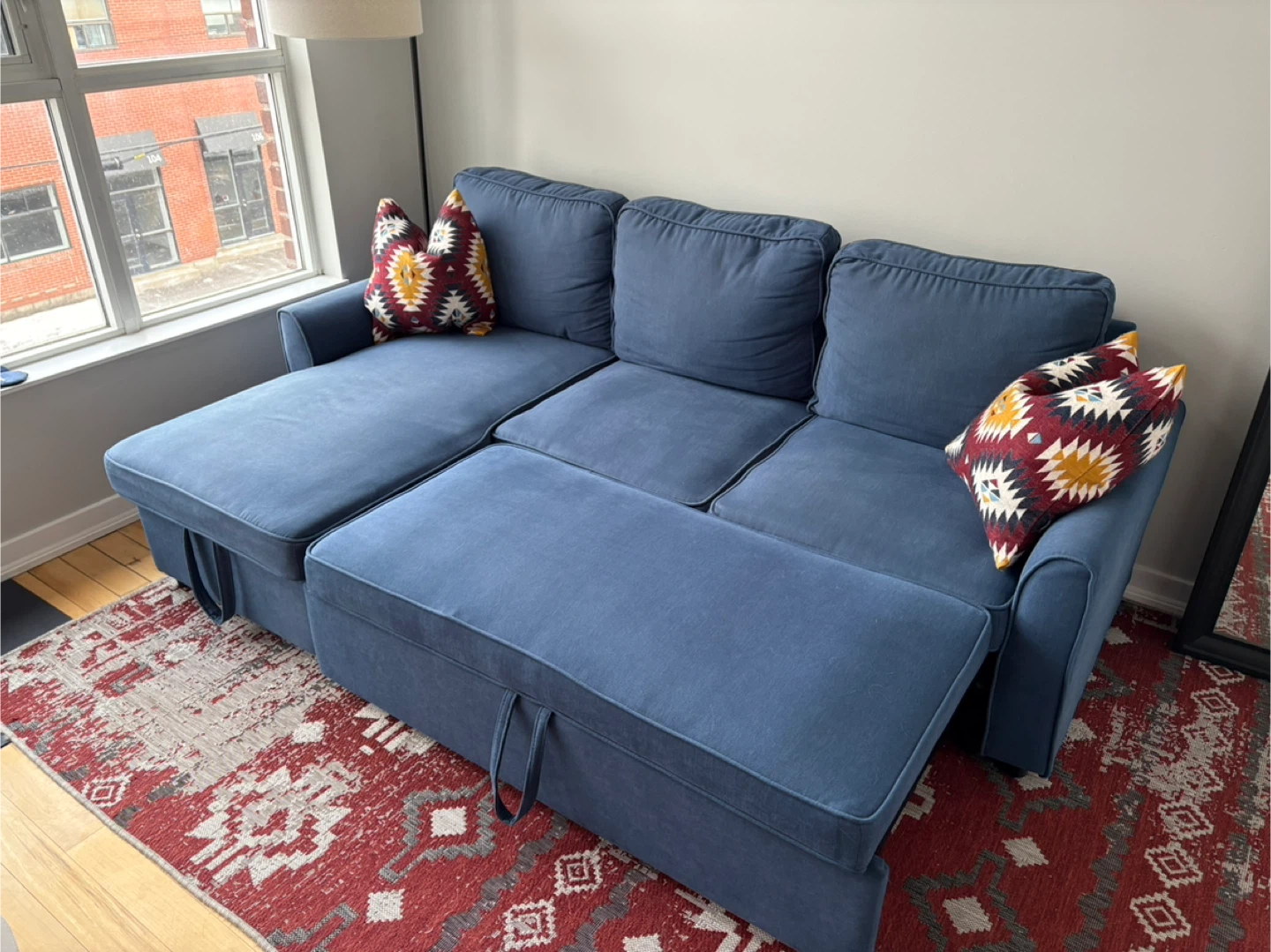 IKEA Blue Sleeper Sofa with Storage - photo 4
