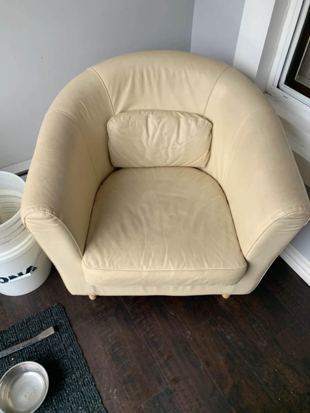 Cream Leather Armchair