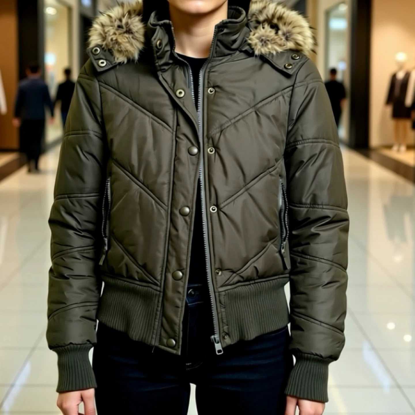 Outerwear Puffer Bomber Jacket - Size Small