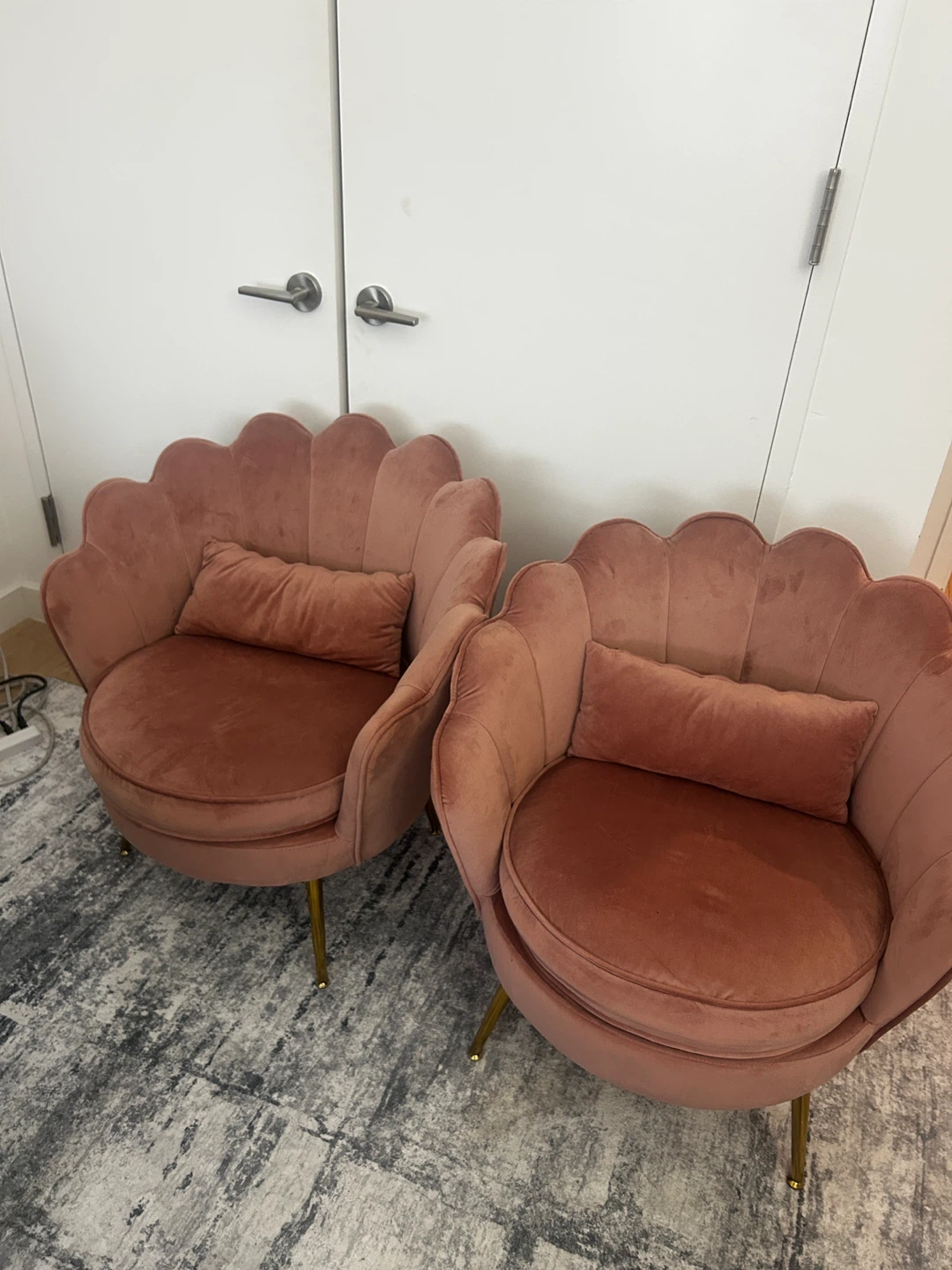 2 Velvet Accent Chairs - Peachy Pink - photo 3