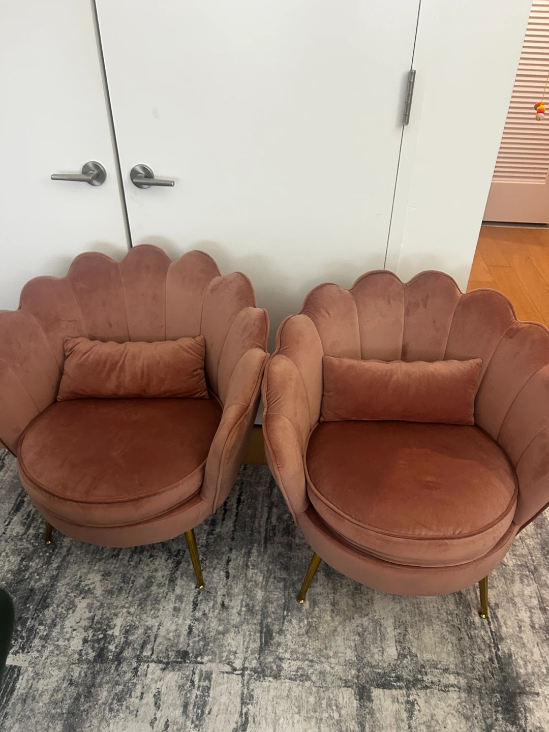 2 Velvet Accent Chairs - Peachy Pink