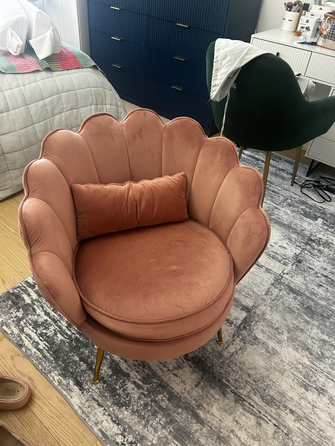 2 Velvet Accent Chairs - Peachy Pink - photo 2