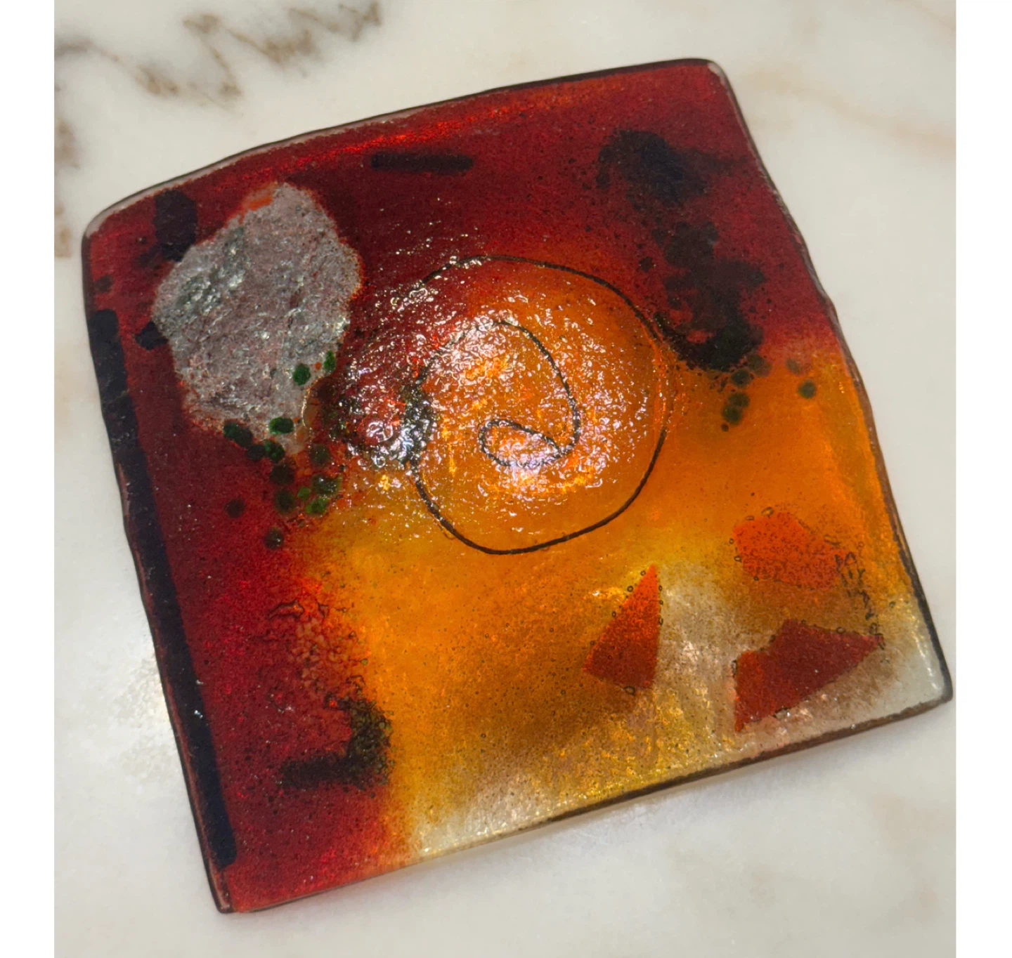 Brand new 6”x6” handmade in Greece art glass dish - photo 3