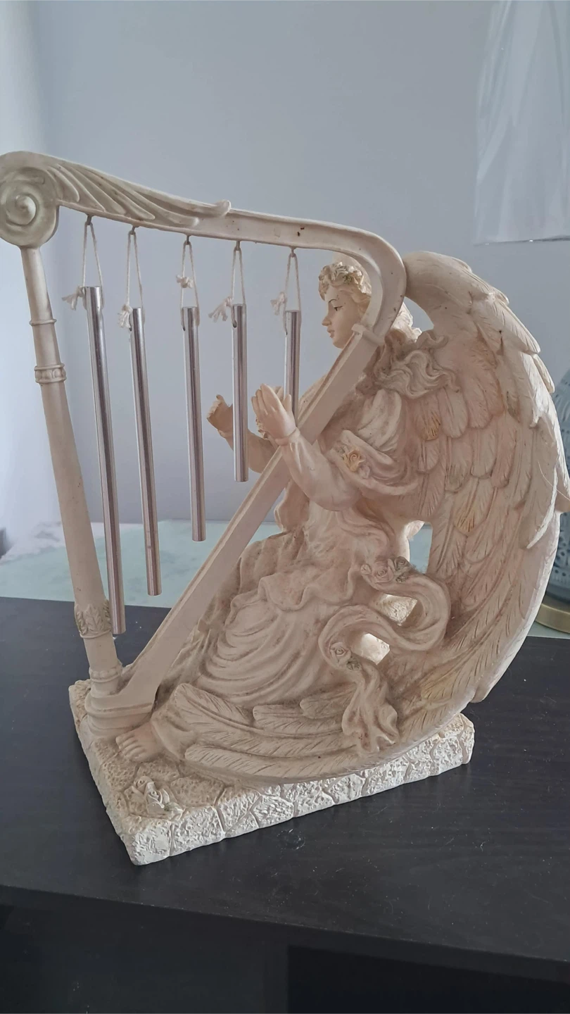 Angel Harp Statue Figurine