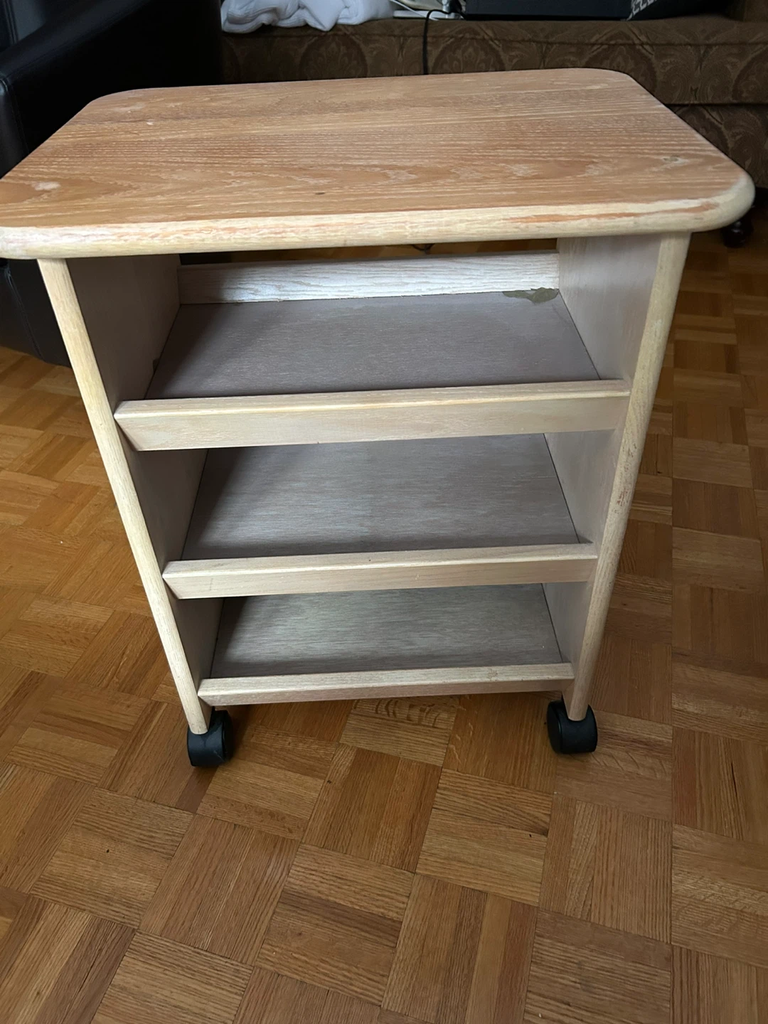 Wooden Rolling Side Table/ storage