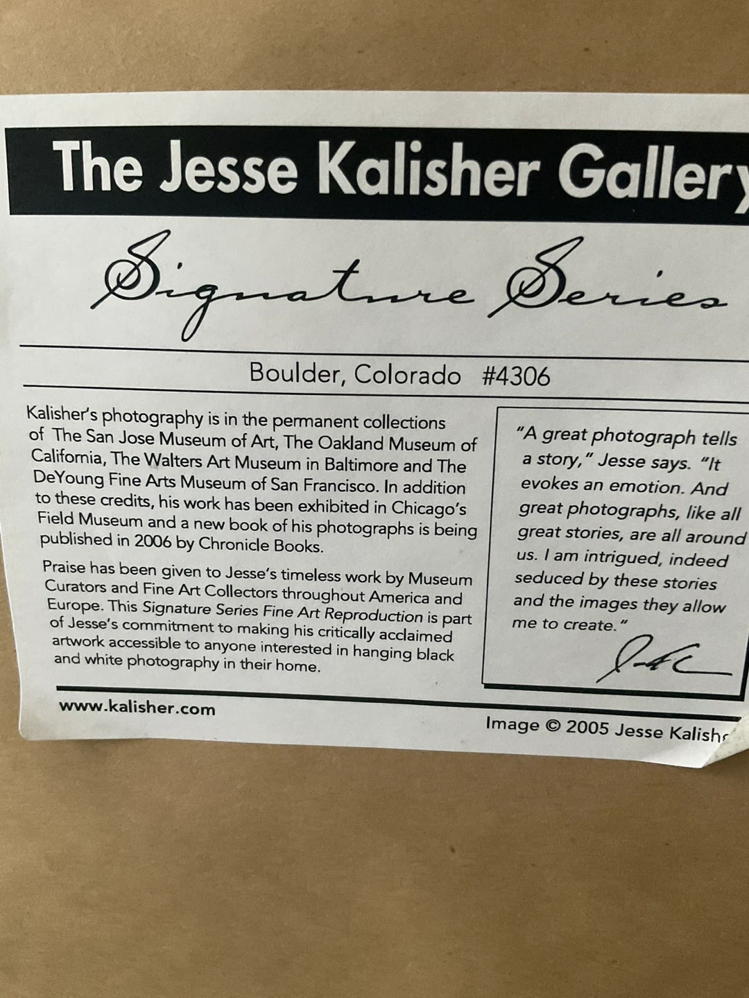 Jesse Kalisher Gallery Signature Series Print - photo 3